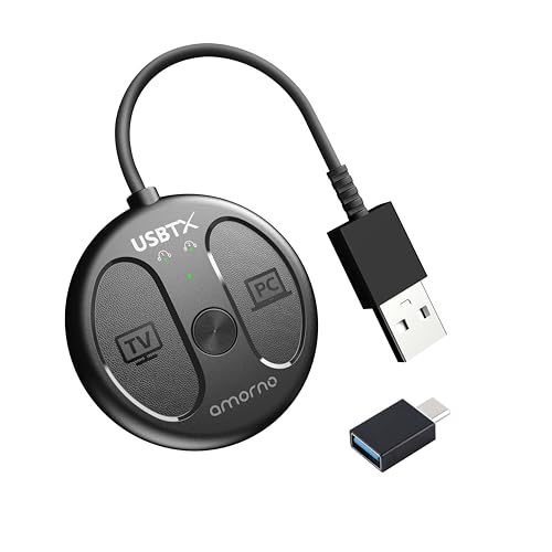 AMORNO USB-C Bluetooth Adapter for PS5, Bluetooth 5.4 Audio Adapter for PC, Plug and Play, Wireless...
