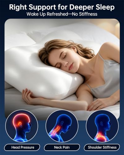 Cervical Neck Pillow, Memory Foam Pillows for Side/Back/Stomach Sleepers - image 8
