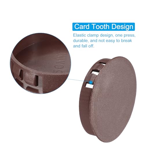 Image of PATIKIL 2 inch /50mm Plastic Hole Plugs, 20Pcs Flush Type Round Hole Plugs Cover Snap in Locking Hole Tube for Table Kitchen Cabinet Furniture, Dark Brown