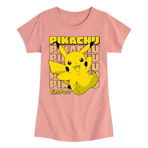 Pokémon - Pikachu Stack Katakana- Girls Fitted Short Sleeve T-Shirt