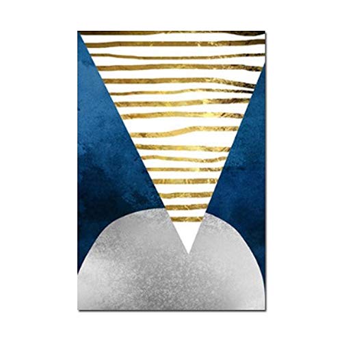 Giclée moderne abstrait bleu or avec impression haute définition