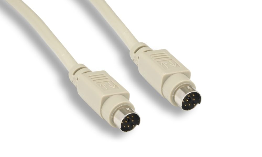 KENTEK 25 Feet FT Mini DIN8 Cable Cord 28 AWG Molded Serial RS-232 MDIN 8 Pin Male to Male M/M for Peripheral Device