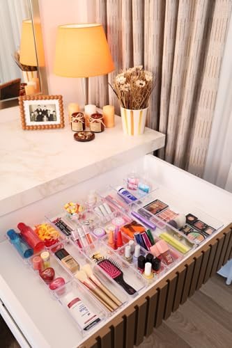 color house 24'lü Set Şeffaf Çekmece İçi Düzenleyici Modüler Makyaj Takı Kozmetik Organizer (Sert Plastik) Şeffaf Tek Ebat - Görsel 3