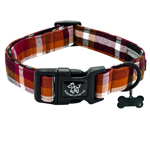 Elegant little tail Fall Dog Collar, Plaid Puppy Collars Fall Yellow Male Cute Puppy Adjustable...