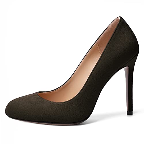 MERRORI Womens Slip On Classic Platform Round Toe Elegent Party Suede Stiletto High Heel Pumps Shoes 4 Inch2