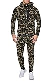Code47 Camouflage Army Jogginganzug Jogging Hose Jacke Sportanzug Herren Grün S