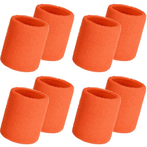 Image of WILLBOND 8 Pack Wrist Sweatbands Sports Wristbands Tennis Sweatbands Neon 80s Thick Cotton Gymnastics Sweat Band Athletic Football Soccer Sports Wristband for Men Women Party