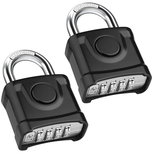 Image of Diyife Heavy Duty Combination Padlocks, [Weatherproof Outdoor][2 Pack] Large 4 Digit Code Lock, 54mm with 8mm Thick 304 Stainless Steel Shackle Padlock for Door, School Gym, Gate, Shed (Black)
