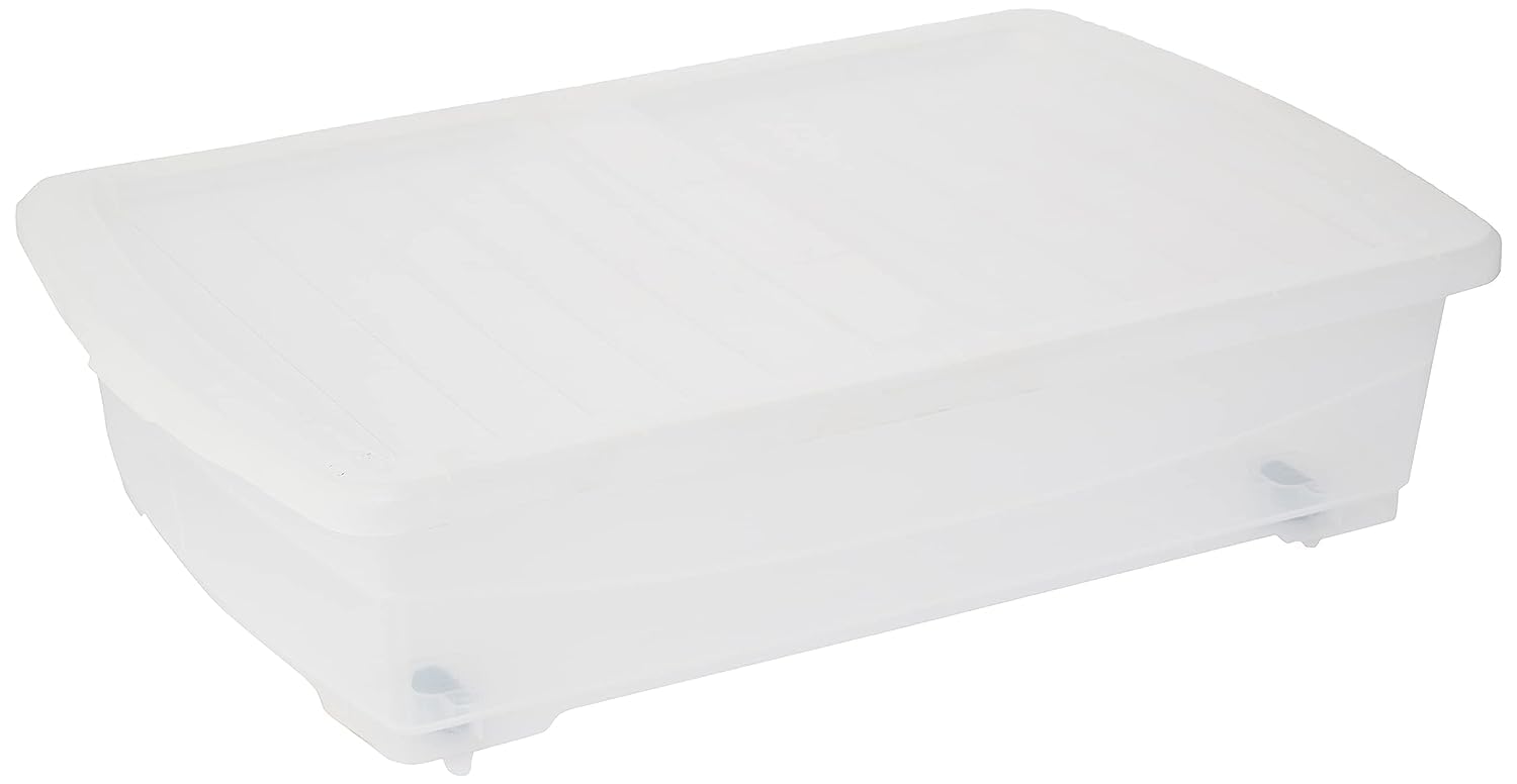 Cosmoplast Plastic Storage Box Clear With Lid For Under-Bed 25 Liters