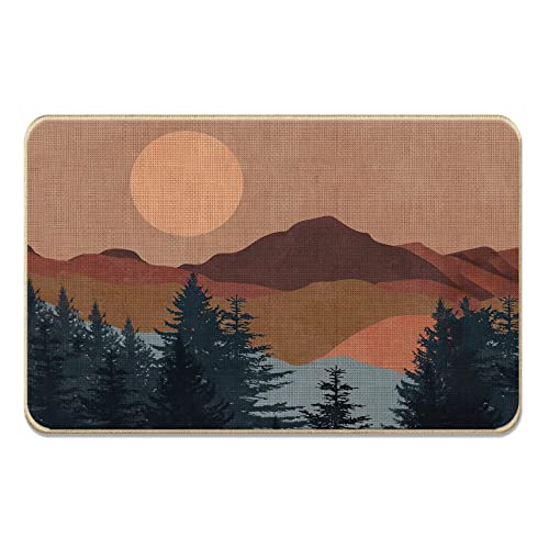 DOTAIN Böhmische Sonnenuntergang, Sonnenaufgang, Landschaft, Wald, Berg, Fußmatte, Teppich, Dekoration, Mitte des Jahrhunderts, Innen- und Außenbereich, Eingangsdekoration (43.2x76.2 cm)