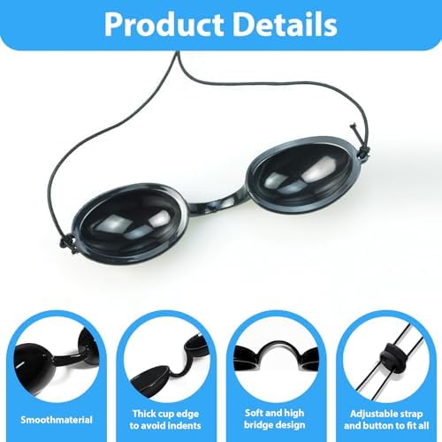 HUIAWAY 4pcs Protective Tanning Goggles, Safety Goggles for LED Red Light Therapy, Safety Beauty UV LED Eye Protection Glasses Soft, Spectrometer Eye Shields with Storage Bag and Cleaning Cloth - 3