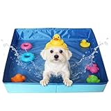 BNGXR Piscine pour Chien Pliable, Piscine pour Animaux en PV, Pataugeoire pour Chiens, Baignoire et Piscine Pliable pour Petit Chien et Chat, 50 x 50 x 10 cm, Bleu