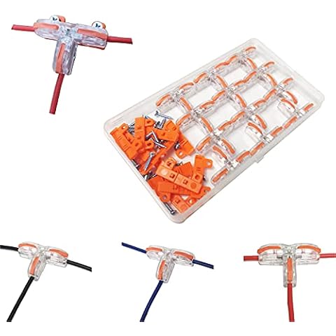 Compact Wire Connectors, CTRICALVER 12pcs Lever nut Connector, T-Type Wire Connector,with Screws and Base Cover
