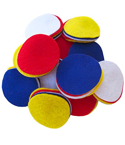 Image of Playfully Ever After Blue, Red, White & Yellow Craft Felt Circles (2 Inch - 58pc)