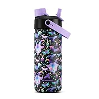 18 oz Kids Stainless Steel Water Bottle: Spill-Proof, Insulated Cup with Straw Spout Lid, BPA-Free, Backpack Friendly, Durable, 24H Cold for School, Sports, Camping, Adventures, Gift (Lamb's Lullaby)