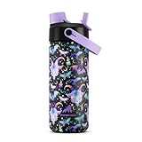 18 oz Kids Stainless Steel Water Bottle: Spill-Proof, Insulated Cup with Straw Spout Lid, BPA-Free, Backpack Friendly, Durable, 24H Cold for School, Sports, Camping, Adventures, Gift (Lamb's Lullaby)