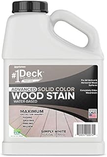 #1 Deck Wood Deck Paint and Sealer - Advanced Solid Color Deck Stain for Decks, Fences, Siding - 1 Gallon (Simply White)