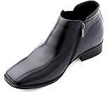 Calden Men's Invisible Height Increasing Elevator Shoes - Black Premium Leather Zipper Dress Boots - 3.2 Inches Taller - K99805 - Size 6.5 D(M) US