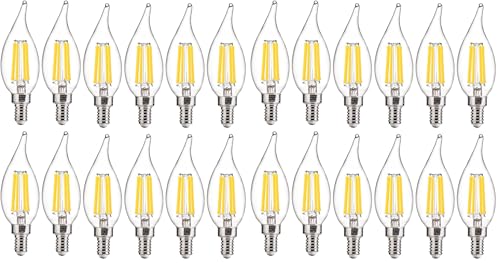 Image of FLSNT LED Candelabra Light Bulbs, CA11 E12 Chandelier LED Light Bulbs 100W Equivalent, 5000K Daylight, 800LM, 5.5W, CRI 82+, AC 120V, 24 Pack, Dimmable UL,CA65 Listed.