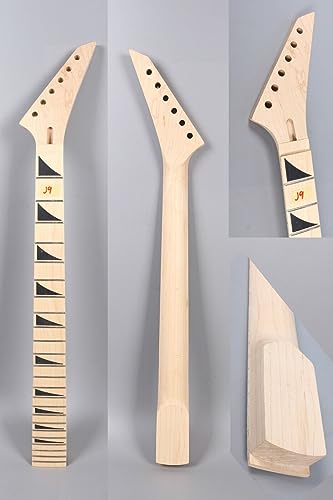 Yinfente Unfinished Electric Guitar Neck Replacement 24 Fret 25.5 Inch Maple Wood Fretboard (Maple-Board) #TOP22