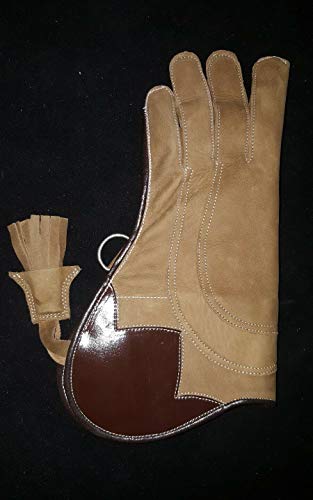 Guante de cetrería en cuero nobuk marrón de 13 pulgadas con triple forro talla XL