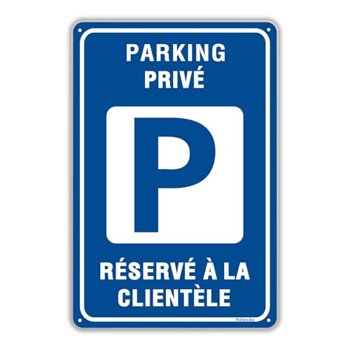 Felexdo Panneau Parking Privé Réservé à La Clientèle 30x20cm Aluminium Panneaux d'avertissement de Métallique Imperméable et Résistant aux UV Pour usage extérieur ou intérieur