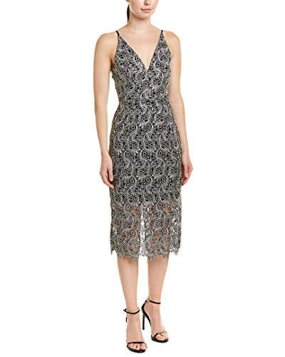 Dress the Population Women's Aurora Plunging Spaghetti Strap Midi Dress