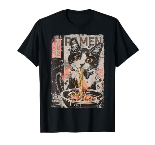 Ramen Nudeln Katze Japan Y2K Kawaii Retro Katzen Manga Anime T-Shirt