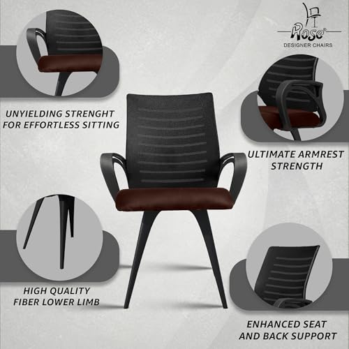Image of ROSE Elite | 3 Years Brand Warranty | Ergonomic Office Chair, Study, WFH, Revolving, Rolling, Desk, Task, Laptop, Student Chair (Brown Seat & Black Back, Elite MB Reception)