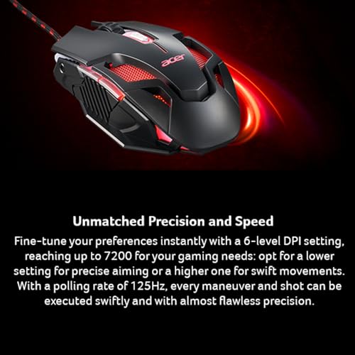Acer Nitro Gaming Mouse III | RGB Wired Gaming Mouse | 6 Buttons | Adjustable DPI (800–7200) | Ergonomic Design | Plug & Play for Gamers & Students, Casual Gaming & PC Setup Upgrade - image 3