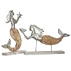 Contemporary Home Living Set of 2 Silver and Brown Unique Wood Chipped and Metal Detail Figurine 16
