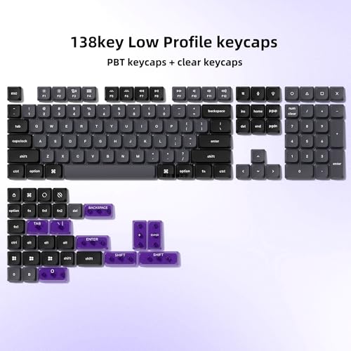 Image of dagaladoo Low Profile keycaps,Black /Grey,Double Shot PBT keycap Set | 138-keys custom keycaps for Mechanical Keyboard 60% 65% 75% 96% 100% cherry-MX switch,TKL, Full-Sized Layout