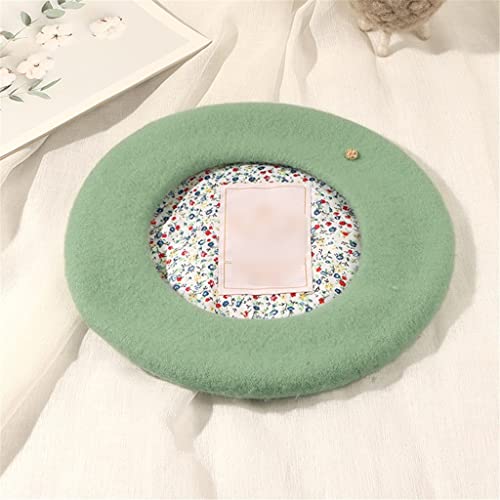 Ganfanren Winter Hat Wool Bud Hat Japanese Floral Beret Female Korean Rivet Lined Warm Painter Hat #TOP3