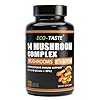 14 Mushrooms Supplement 120 Capsules - Immune System Booster & Nootropic Brain Supplement with Lions Mane, Reishi, Maitake, Turkey Tail, Chaga Complex Black Pepper for Absorption, 30% Beta-Glucan