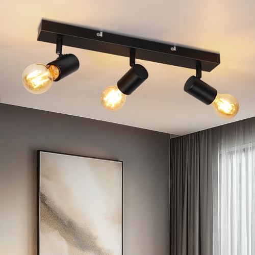 Dehobo Deckenstrahler E27 Schwarz - Deckenleuchte LED 3 Flammig...