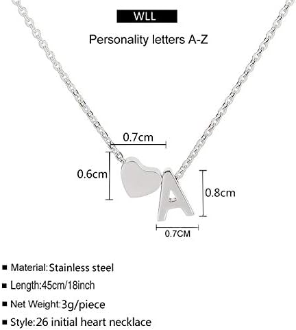 WLL Tiny Heart Initial Necklace for Women Teen Dainty Silver Heart Letter A-Z Necklace Personalized Monogram Name Necklaces for Women Birthday Valentines Day Gifts for Girlfriend Wife - Image 6