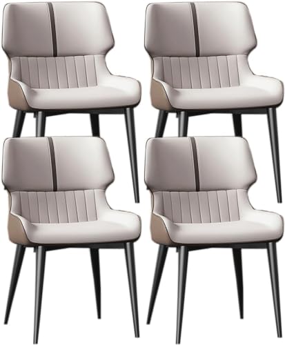 Widppsopt Modern Dining Chairs Set of 4 Kitchen Chair with Metal Legs Upholstered Leather Dining Chair for Dining Room Living Room Waiting Room Kitchen(A Rice White Coffee)