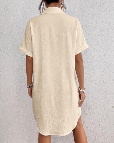 Image of Bsubseach Women Swimsuit Coverup Shirt Dress Button Down Bathing Suit Cover Up Beach Vacation Outfits