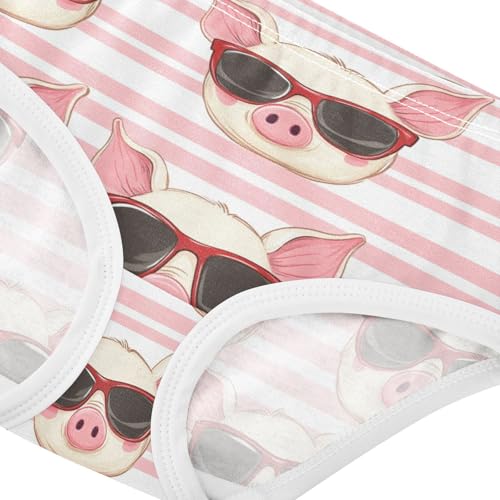 Wusikd Cute Pigs Girls' Underwear Cotton Pink Stripes Girls Briefs Soft Toddler Underwear 2T4