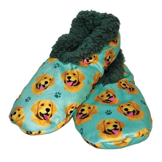 Golden Retriever Super Soft Slippers - E&S Pets - Golden Retriever Gifts - Cozy House Slippers - Non Skid Bottom - One Size Fits Most - Sherpa slipper - Pet Lover Gifts For Men And Women