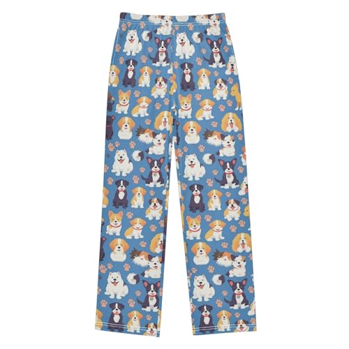 Different Cute Dog Paw Boys Pants Girl Sleep Pants Long Trousers Elastic Waist Lounge Bottoms S
