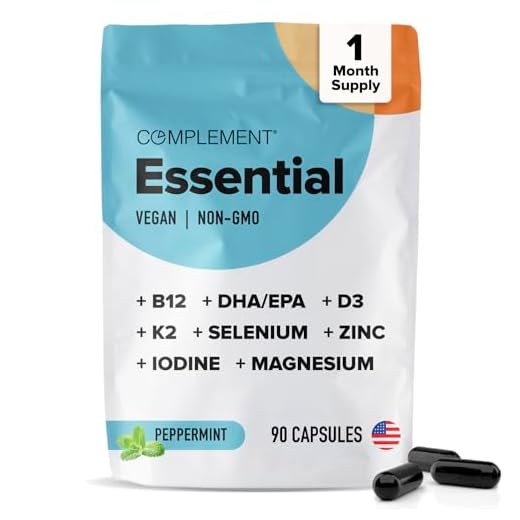 Complement Vegan Multivitamins for Women & Men- Omega 3 DHA+EPA,Vitamin B12,Vitamin D3 K2, Zinc,Selenium,Magnesium,Iodine Supplement - 90 Count, 1 Month Supply
