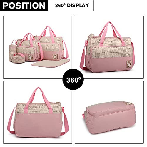 Miss Lulu Bolsos Cambiadores para Bebés Totes Bolsa de Bebé 5 piezas Multifunción Pañales Messenger Bolsa de Maternidad Hospital Bolsa para Pañales Bolso de Mano Bandolera Portabiberones con Cambiador - imagen 4