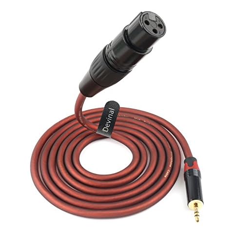 Devinal Balanced Female XLR to 1/8" inch Microphone Cable, 3.5mm to 3 Pin XLR Female Interconnect Adapter, XLR Female to Mini Jack Stereo Audio Connector, for Computer, Speakers 6 Feet Cover