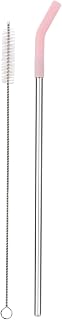 House of Quirk Reusable Straw Set (3 Pcs) | 1 Stainless Steel Straw, 1 Silicone Tip & 1 Cleaning Brush | Straws for Tumble... Price In India