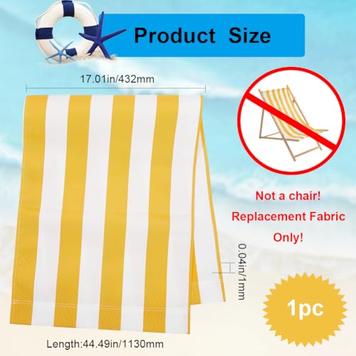 GORGECRAFT 44x17 Beach Sling Chair Replacement Canvas 1mm Thick Yellow and White Stripes Outdoor Furniture Folding Sling Lounge Chair Fabric Patio Sling Chairs Cloth for Sunbathing Garden Courtyard - Thumbnail 3