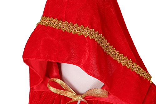 OurLore Unisex Full Length Hooded Robe Cloak Long Velvet Cape Cosplay Costume 59 inch(Red(Lace)) - Thumbnail 5
