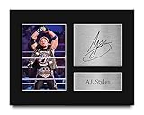 HWC Trading A.J. Styles Gifts Signed Printed Autograph WWE Wrestling Print Photo Picture Display - US Letter Size