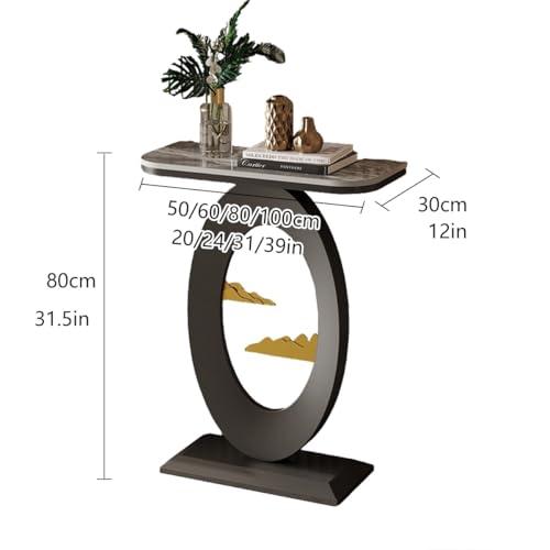 Consola rectangular efecto mármol y base de metal de 40 cm para recibidores pequeños 3