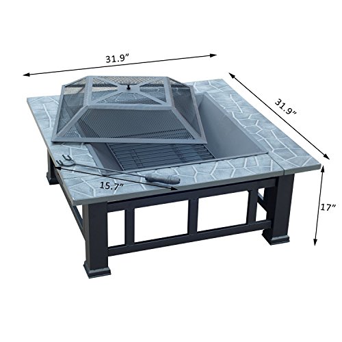 Outsunny Square 32" Outdoor Backyard Patio Metal Firepit #TOP3